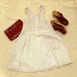 Black and White Striped Jumper Dress with Pockets